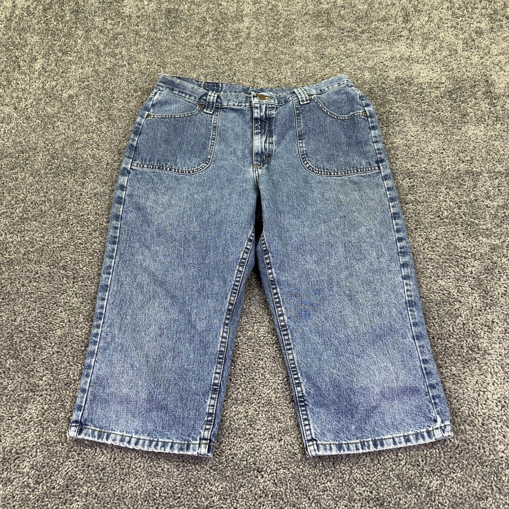 Riders Jeans Womens 33x19 Blue Mid Rise Capri Relaxed Denim Medium Wash Logo